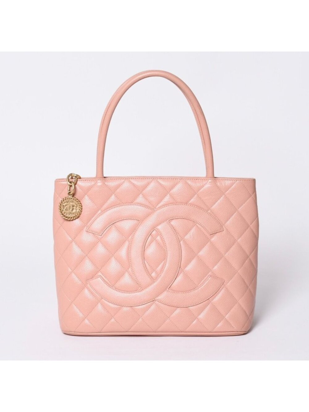 Chanel Reissue Tote Handbag CC Logo Caviar Leather Pink